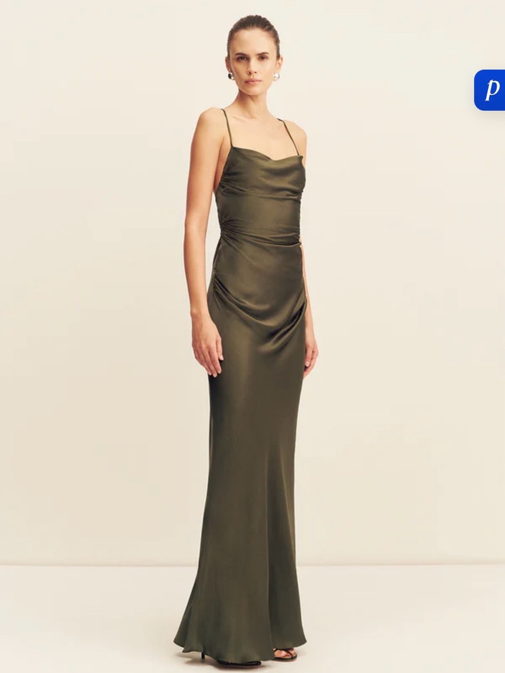 Shona Joy Satin Dress in Charcoal Gray